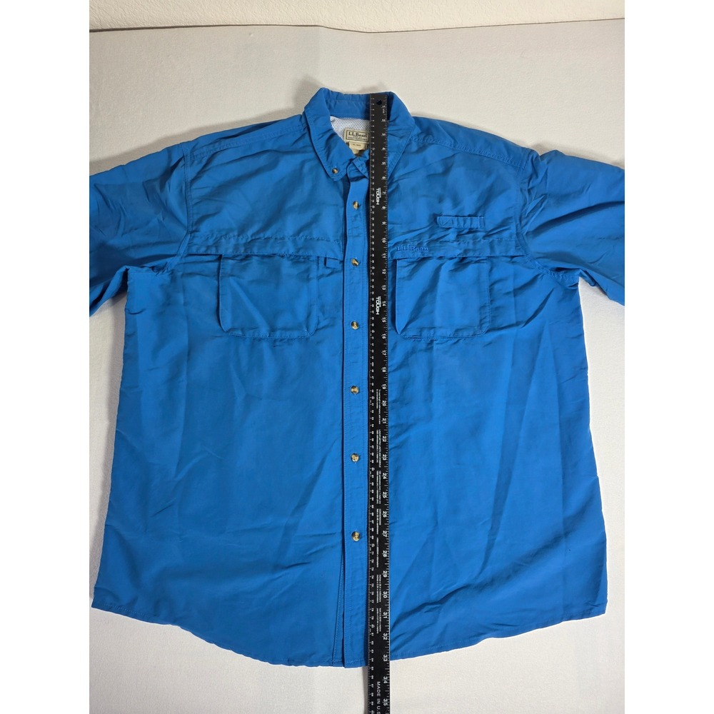 LL Bean Mens XL Reg Blue Long Sleeve Vented Fishing Shirt 192202 Utility Hiking